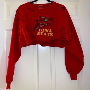 Vintage distressed Iowa State cropped sweatshirt